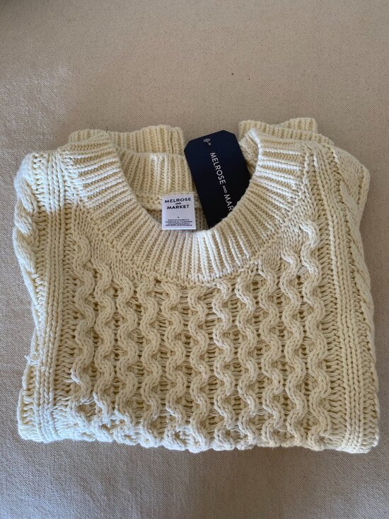Melrose and Market Ivory Cotton Cable-knit Vest, NWT, L - Picture 3 of 3